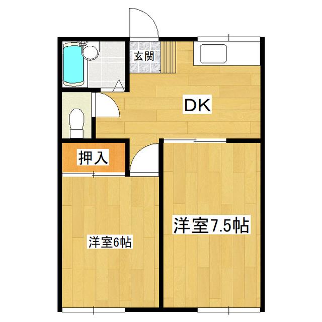 オクトハイム(2DK/1階)の間取り写真