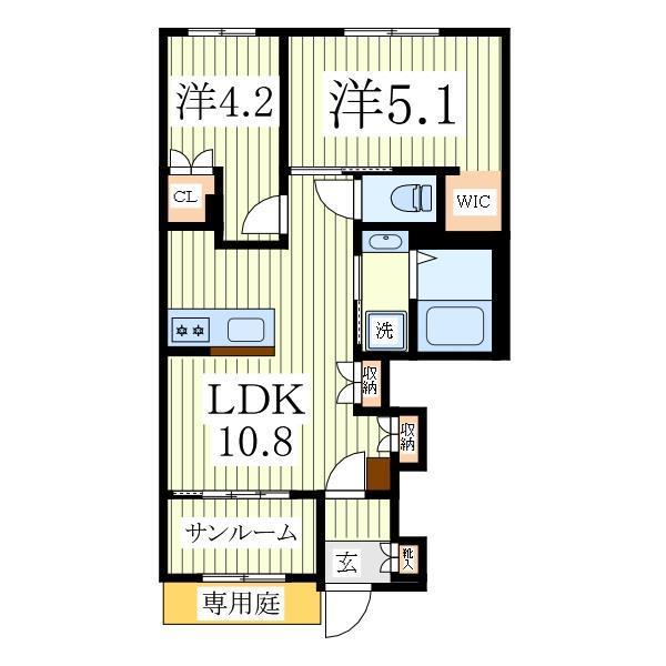 ノイエプルーシア(2LDK/1階)の間取り写真