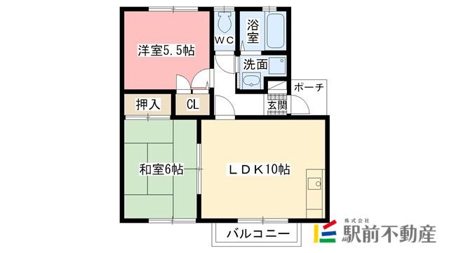 フィオーレ鍋島A棟(2LDK/2階)の間取り写真