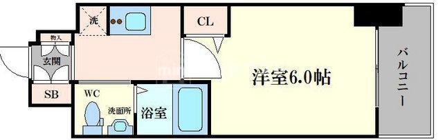 エグゼ弁天町(1K/3階)の間取り写真