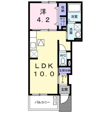 グラチチュードI(1LDK/1階)の間取り写真