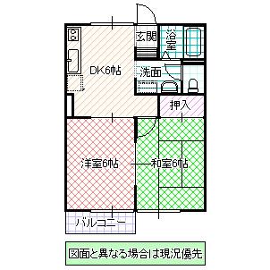 パークサイドハイツII(2DK/1階)の間取り写真