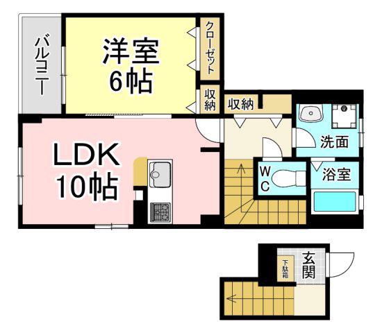ボスカートC II棟(1LDK/2階)の間取り写真