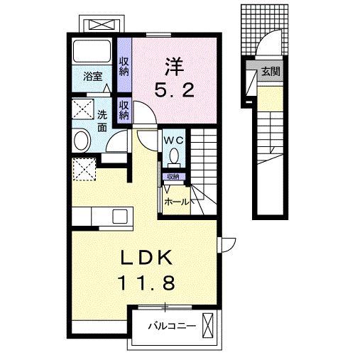 エレガンテカーサ(1LDK/2階)の間取り写真