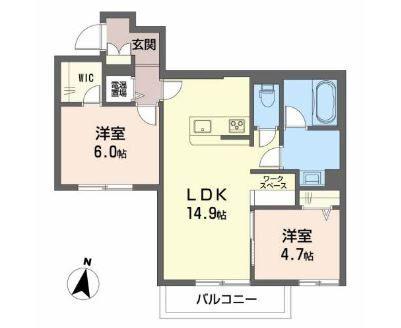 DREAMIO堀川小泉(2LDK/3階)の間取り写真