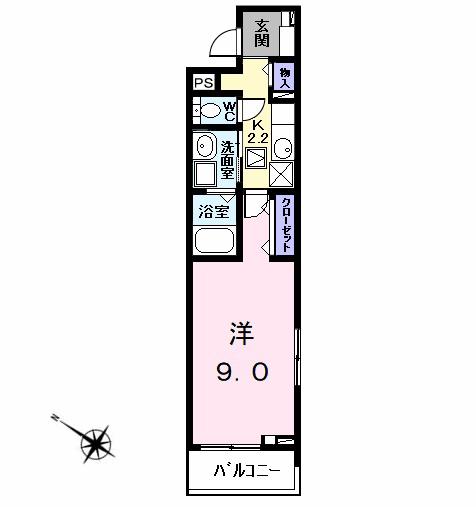 シャルール伏屋(1K/1階)の間取り写真