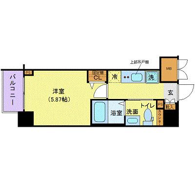 フェルクルールプレスト西横浜(1K/9階)の間取り写真
