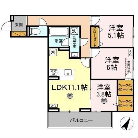 グランディール柏の葉(3LDK/2階)の間取り写真