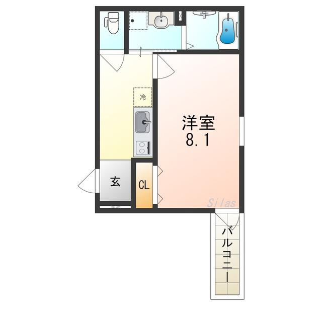 フジパレス百舌鳥赤畑町II番館(1K/2階)の間取り写真