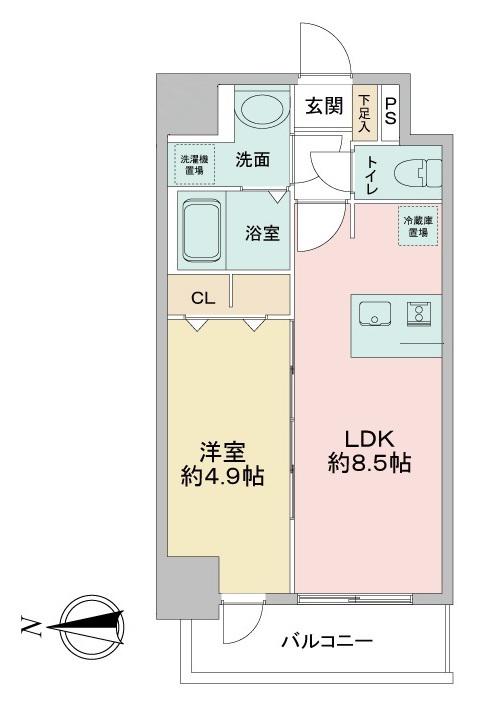 アステリ鶴舞ディオ(1LDK/6階)の間取り写真