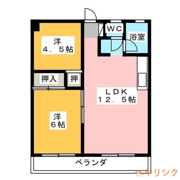 OS・SKYマンション城下(2LDK/2階)の間取り写真