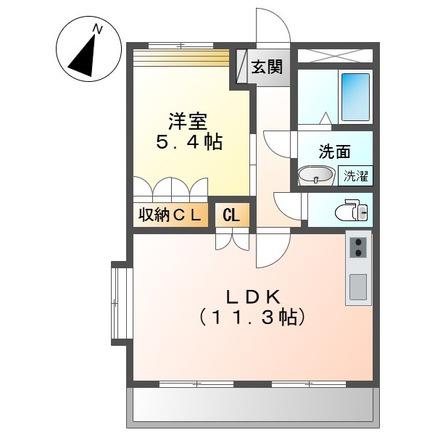 VIENTO I(1LDK/2階)の間取り写真