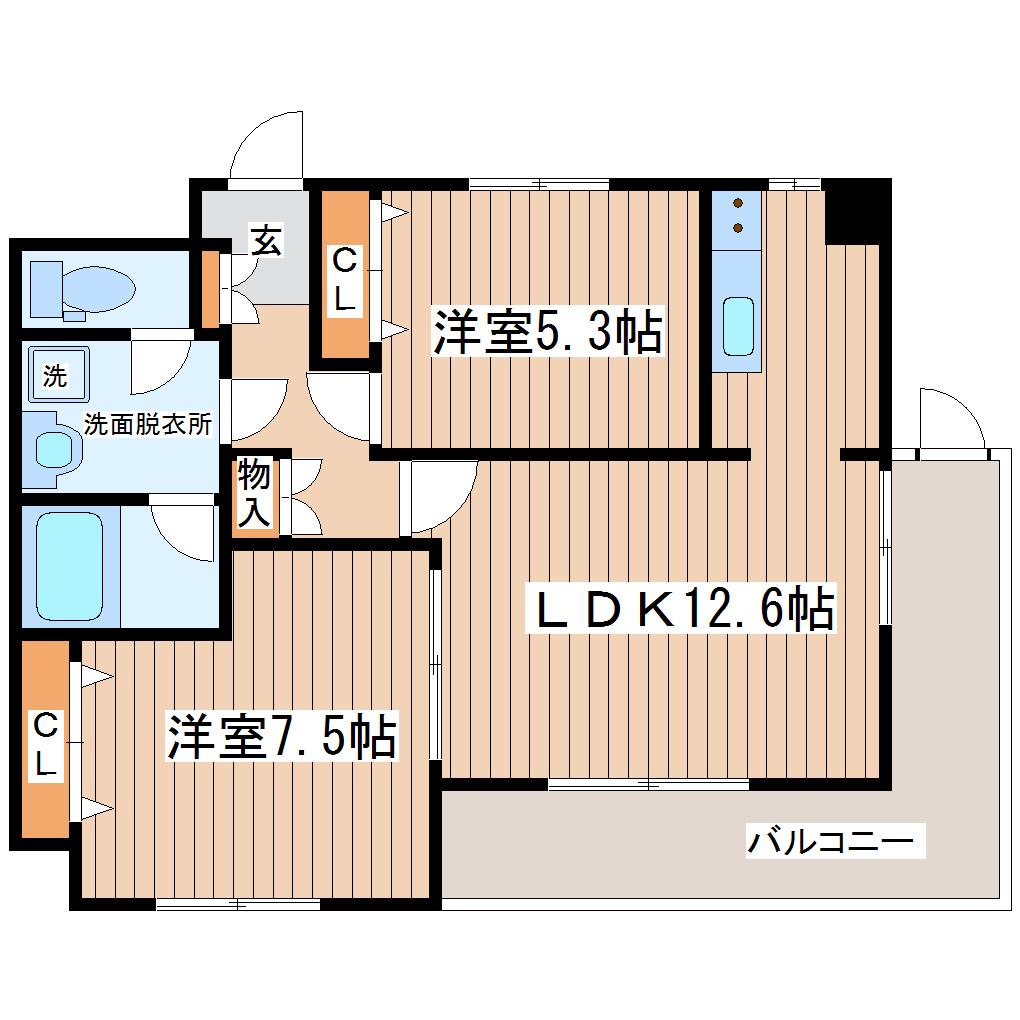 ダンデェリオン(2LDK/7階)の間取り写真