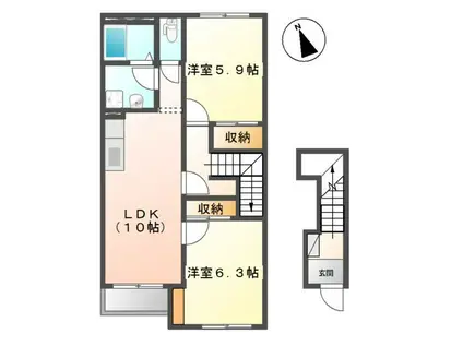 ステーディア(2LDK/2階)の間取り写真