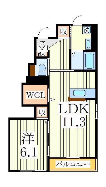 MAJESTIC GARDEN(1LDK/1階)の間取り写真