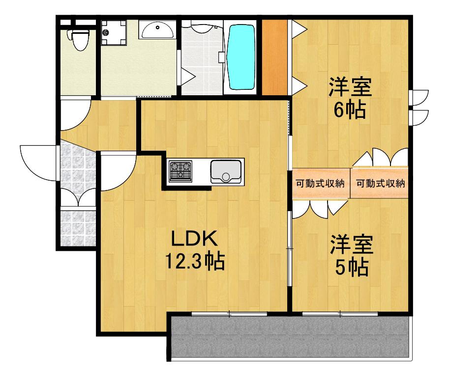 MAISON DE TRINITY E(2LDK/1階)の間取り写真