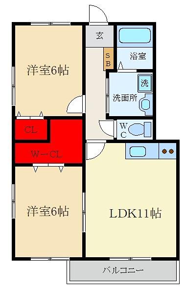 シス・メゾン(2LDK/2階)の間取り写真