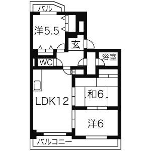 カオシンパレス(3LDK/1階)の間取り写真