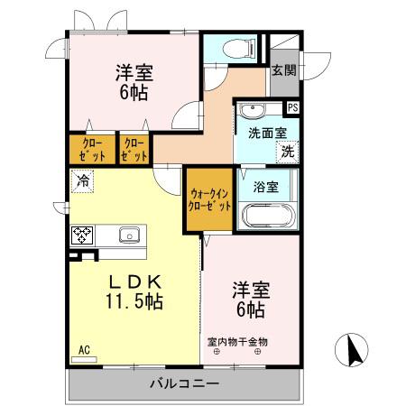 NOVEL COURT IMAISE B(2LDK/2階)の間取り写真
