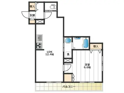 リヴィエール本蓮沼(1LDK/1階)の間取り写真