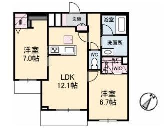 アベニール千鶴(2LDK/1階)の間取り写真