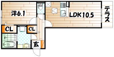 POLONIA KOKURA-KITA(1LDK/3階)の間取り写真