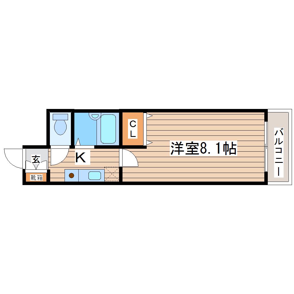テルシノ北仙台(1K/3階)の間取り写真