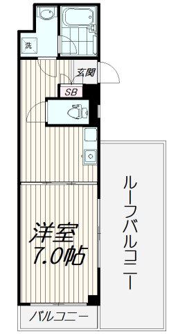 フラッツタカヤマ(1K/3階)の間取り写真