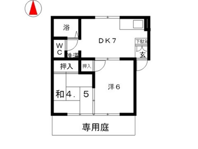 プレジール貝吹(2DK/1階)の間取り写真