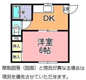 リバーハウス B(1DK/2階)の間取り写真