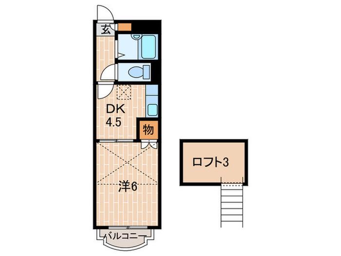 パインヒルズ西明石(1DK/2階)の間取り写真