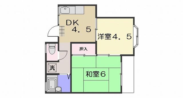シーパレス(2K/2階)の間取り写真