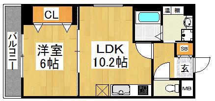 シティーコート北瓦町II(1LDK/5階)の間取り写真