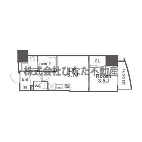 SERENITE堺筋本町SUD(1DK/7階)の間取り写真