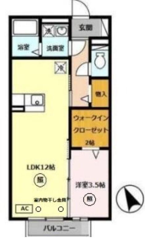 ワンモアハイツ(1LDK/2階)の間取り写真