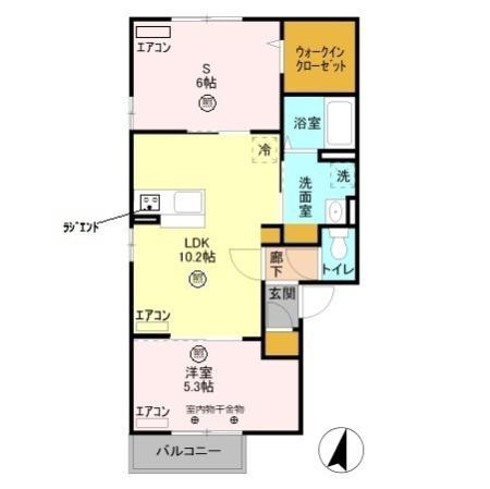 メゾンブランシュ(1SLDK/2階)の間取り写真