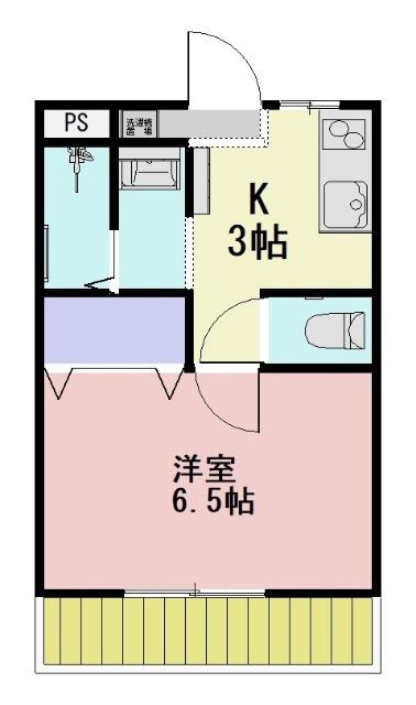 アパート AKBR I(1K/1階)の間取り写真