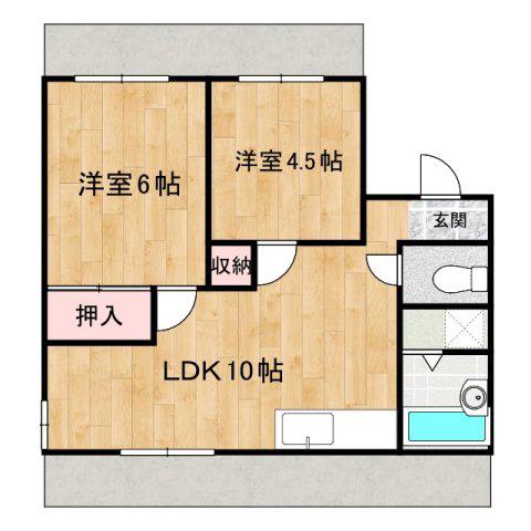 リージェント北本庄(2LDK/2階)の間取り写真