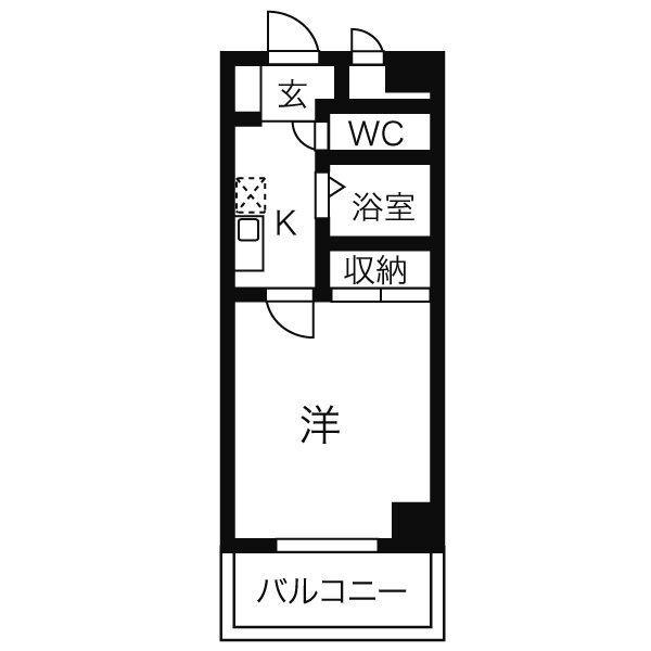 グローリアス音聞(1K/2階)の間取り写真
