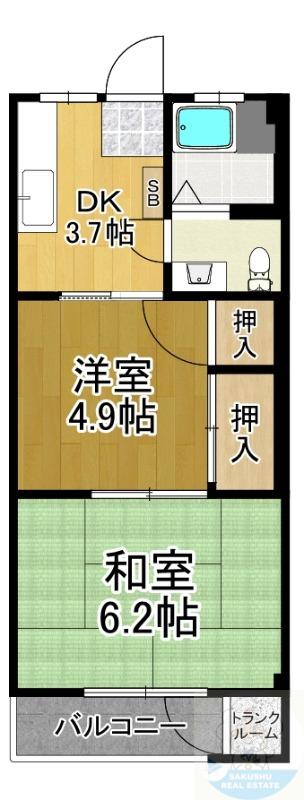 正建ハイツ力丸(2DK/4階)の間取り写真