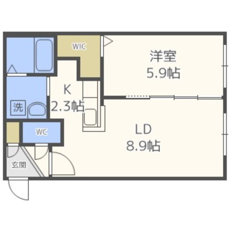ELLE CUBE学園前(1LDK/1階)の間取り写真