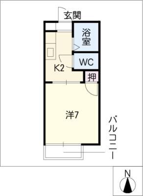 ウィル城西(1K/1階)の間取り写真