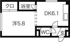 ハーベストII(1DK/1階)の間取り写真