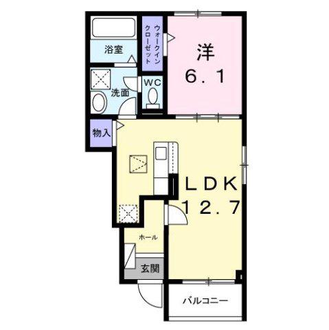 ブラウンヒルズ(1LDK/1階)の間取り写真