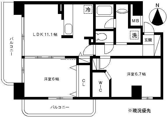 神明館ニュー酒川(2LDK/3階)の間取り写真