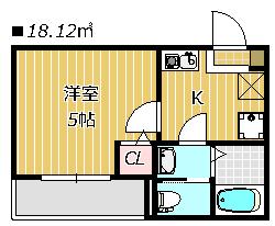 MELDIA湊町1丁目(1K/1階)の間取り写真