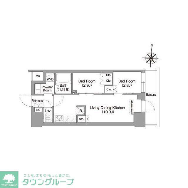コンフォリア・リヴ南品川(2LDK/1階)の間取り写真