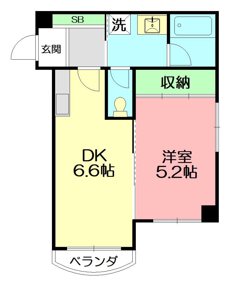 大貫ビル(1DK/6階)の間取り写真