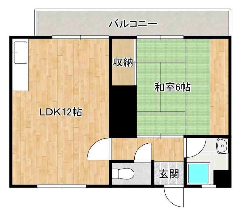 ミリオンコーポラス三萩野(1LDK/1階)の間取り写真
