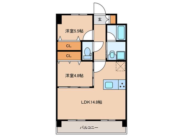 SQUARE箱崎東(2LDK/6階)の間取り写真
